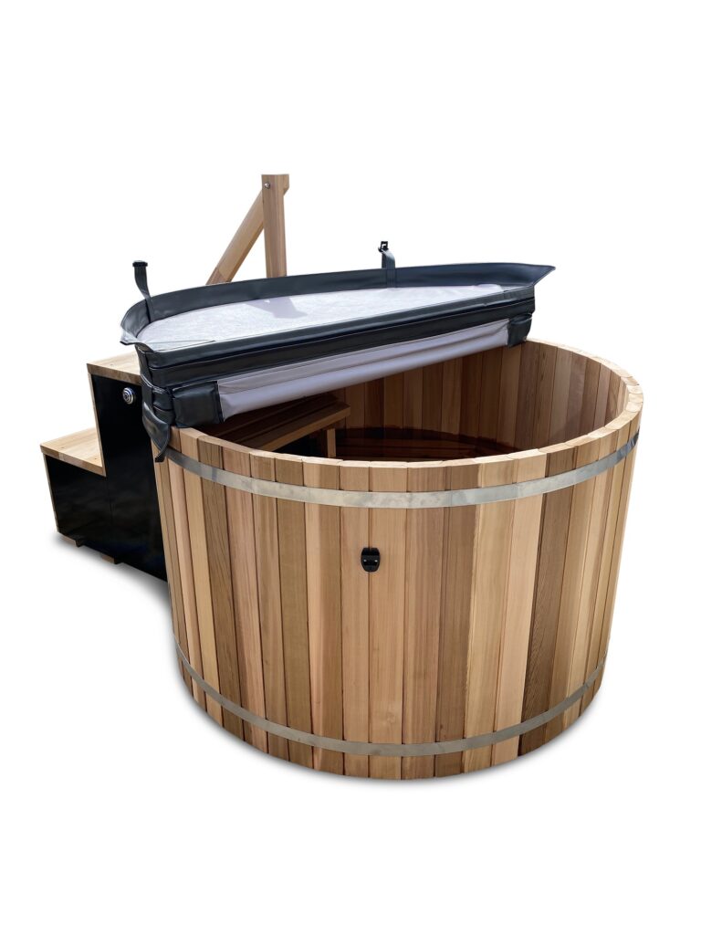 Outdoor Cedar Hot Tub With Electric Heater, Pump, Filtration System and Cover