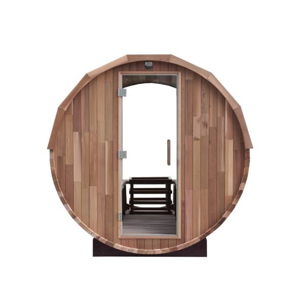 Outdoor/Indoor Western Red Cedar Barrel Sauna With Panoramic Glass 4 Person - Image 4