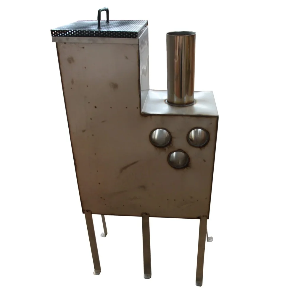 Internal wood fired hot tub heater in 2 mm stainless steel