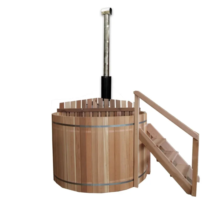 Outdoor Cedar or Thermowood Hot Tub With Internal Firewood Heater and Cover - Image 3