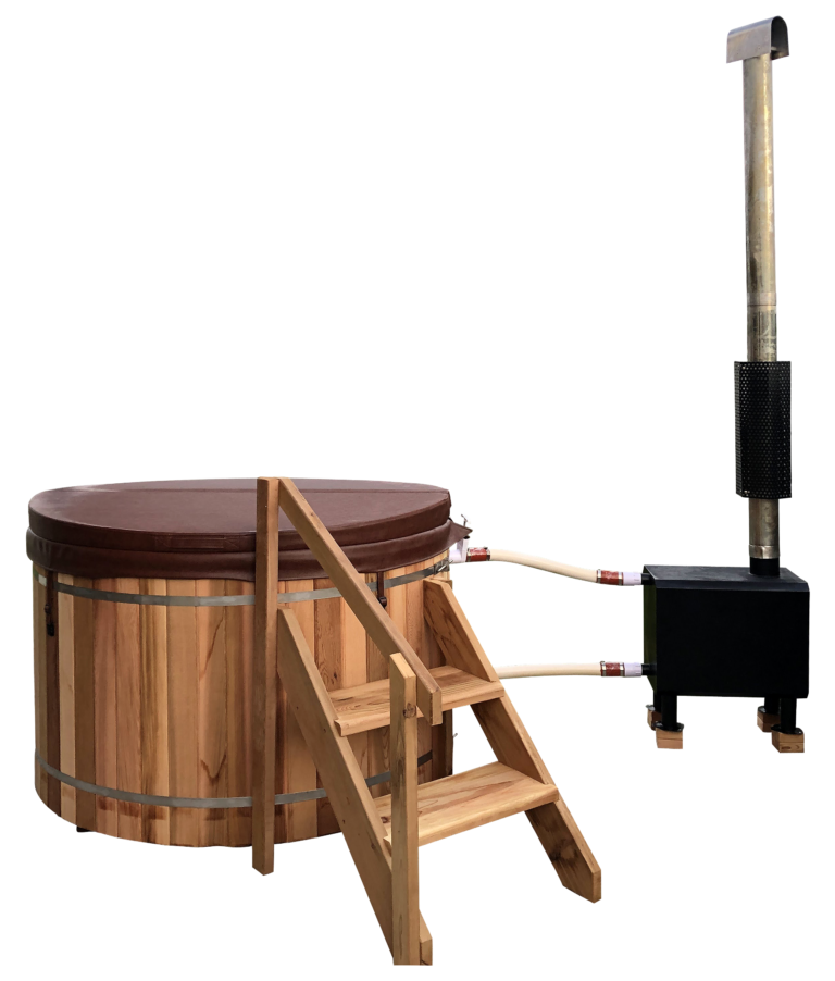 Outdoor Cedar Wood Fired Hot Tub with Cover Shym Saunas