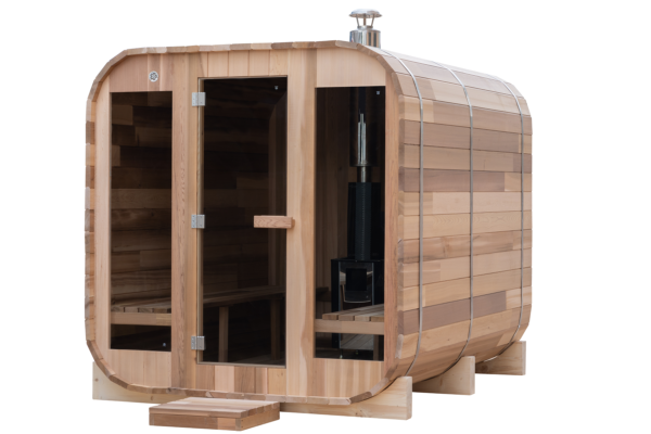 Outdoor/Indoor Western Red Cedar Square Barrel Sauna 4-10 Person