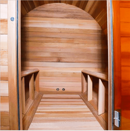 Finnish-Style, Preassembled Wall Panels cedar barrel sauna