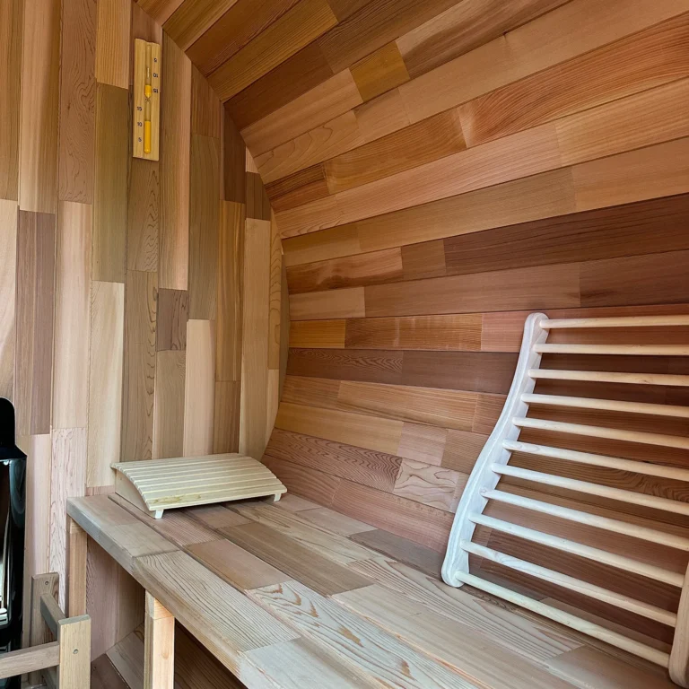 OutdoorIndoor Western Red Cedar Barrel Sauna with Front Porch 4 Person