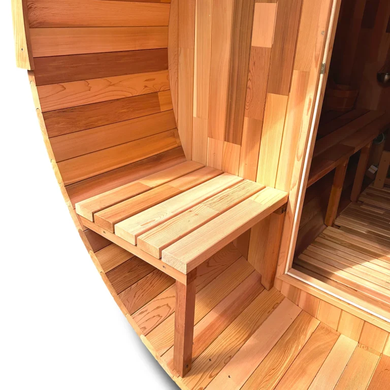 OutdoorIndoor Western Red Cedar Barrel Sauna with Front Porch 4 Person