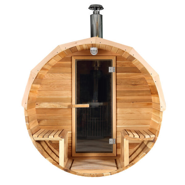 Western Red Cedar Barrel Sauna W Porch Person Shym Saunas