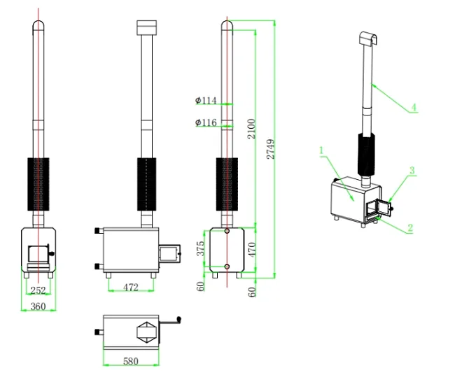 specifications for hottub firewood heater