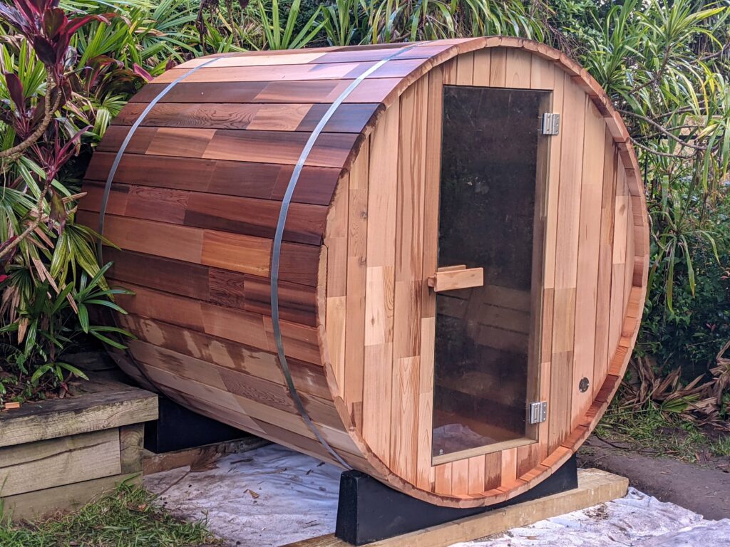 wood barrel sauna