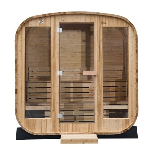Outdoor/Indoor Carbonised Spruce Square Barrel Sauna 4-8 Person - Image 2