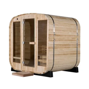 Outdoor/Indoor Carbonised Spruce Square Barrel Sauna 4-8 Person