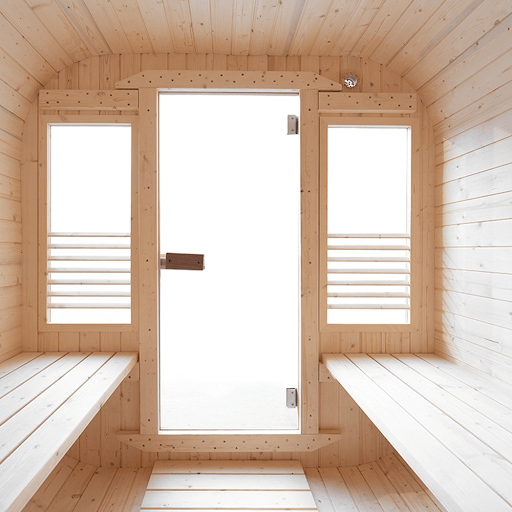 cube sauna benches interior