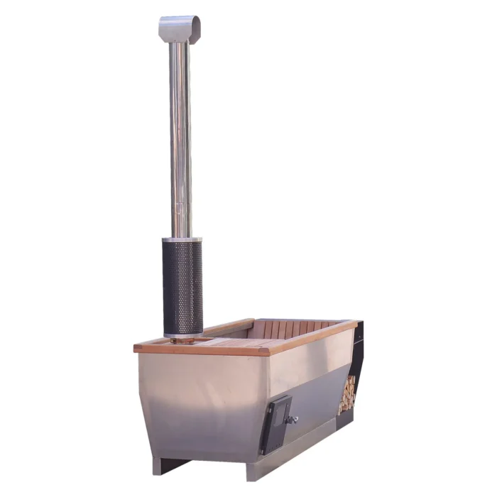 Cube 1-2 person Stainless steel Hot Tub lined with premium American Alder with Cover - Image 3