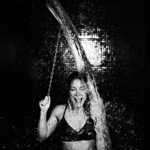 taking a bucket shower