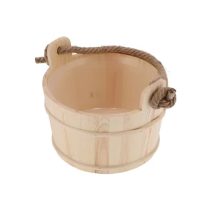 Spruce Bucket + Ladle on Rope Set for Sauna Banya