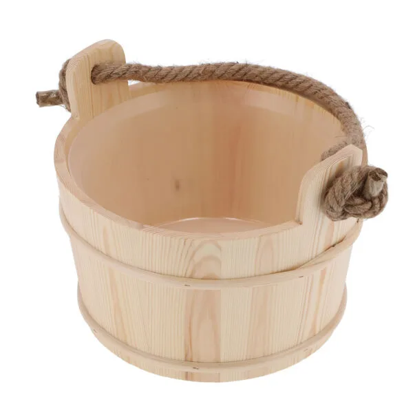 Spruce Bucket + Ladle on Rope Set for Sauna Banya