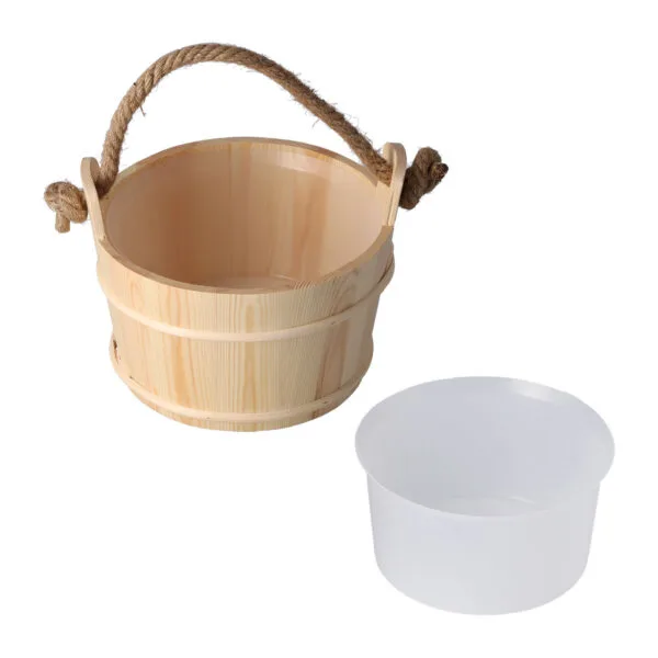 Spruce Bucket + Ladle on Rope Set for Sauna Banya