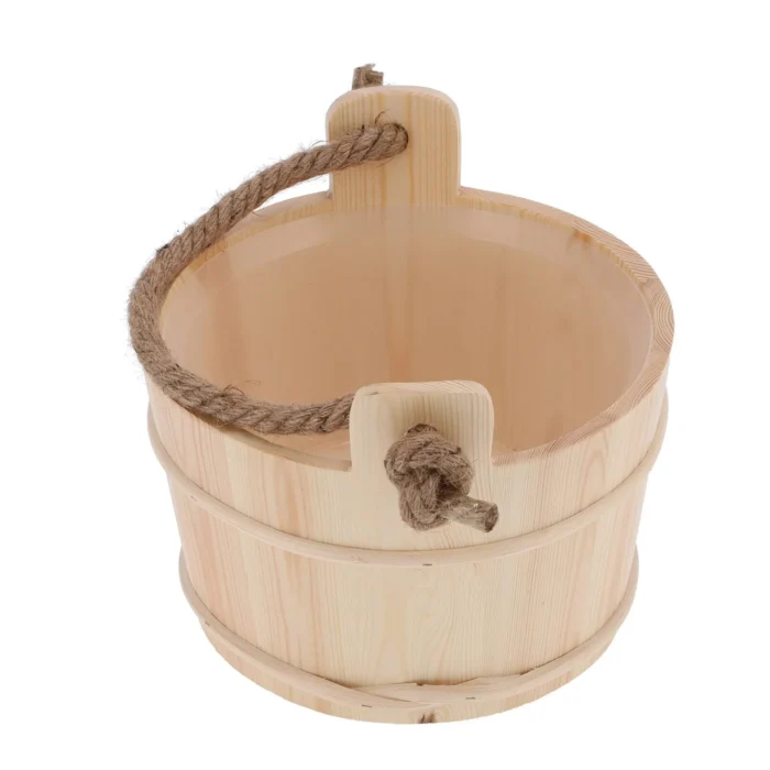 Spruce Bucket + Ladle on Rope Set for Sauna Banya - Image 3
