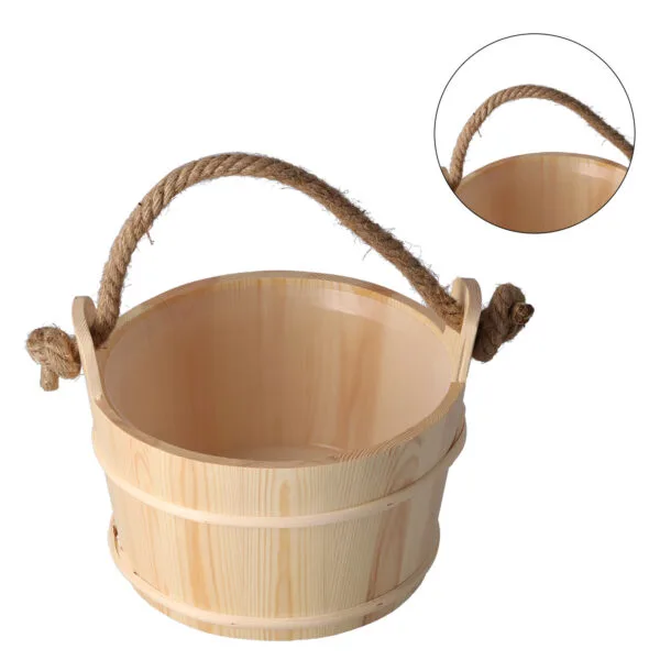 Spruce Bucket + Ladle on Rope Set for Sauna Banya
