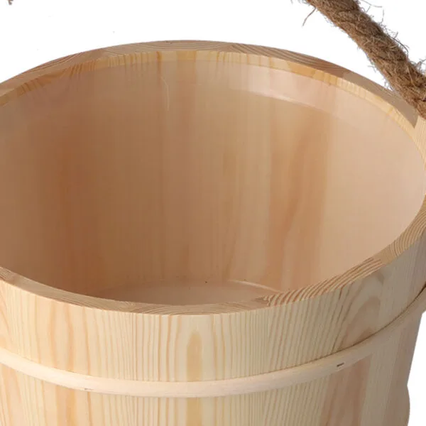 Spruce Bucket + Ladle on Rope Set for Sauna Banya
