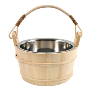 Spruce Stainless Steel Bucket + Stainlesl Steel Ladle Set for Sauna Banya
