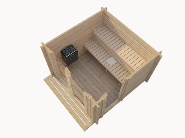 Outdoor Spruce CUBE LOG Sauna