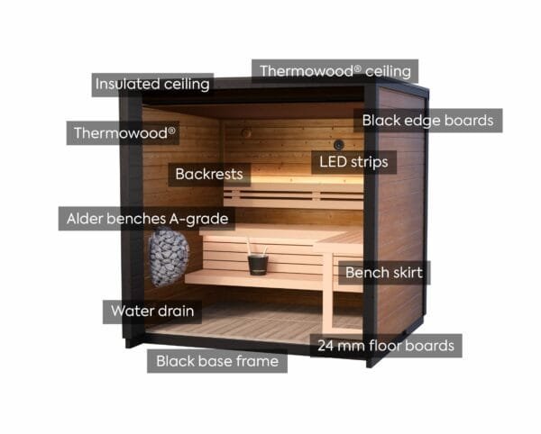 Outdoor Sauna Thermo Treated Spruce PATIO XS (4 - 7 Person) MADE IN EUROPE - Image 7