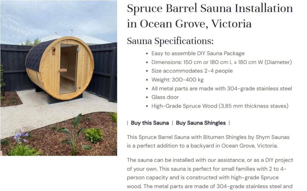 Sauna Victoria project
