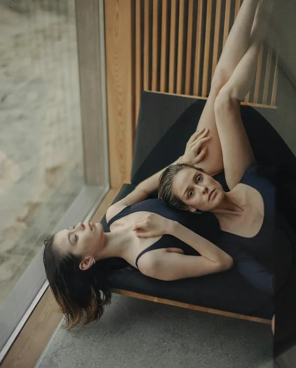 two women in sauna