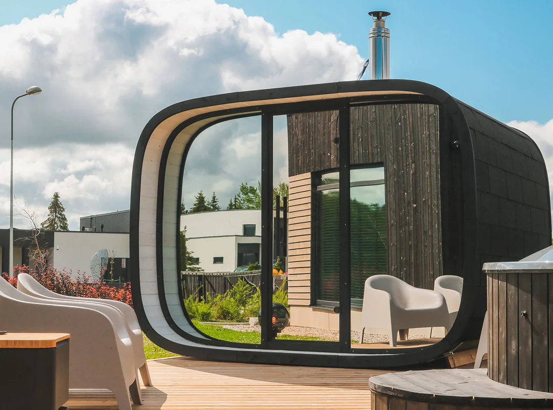 Leil® SERENITY ROUND CUBE SINGLE (3 - 10 Person) MADE IN EUROPE Outdoor Sauna Termowood - Image 10