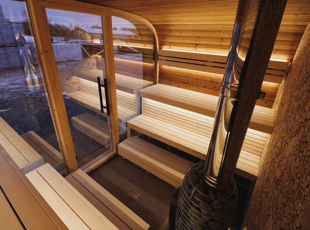 Leil® SERENITY ROUND CUBE SINGLE (3 - 10 Person) MADE IN EUROPE Outdoor Sauna Termowood - Image 16