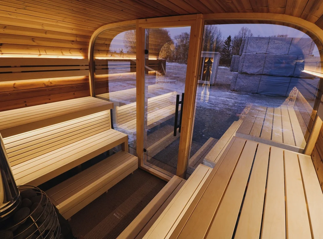 Leil® SERENITY ROUND CUBE SINGLE (3 - 10 Person) MADE IN EUROPE Outdoor Sauna Termowood - Image 17