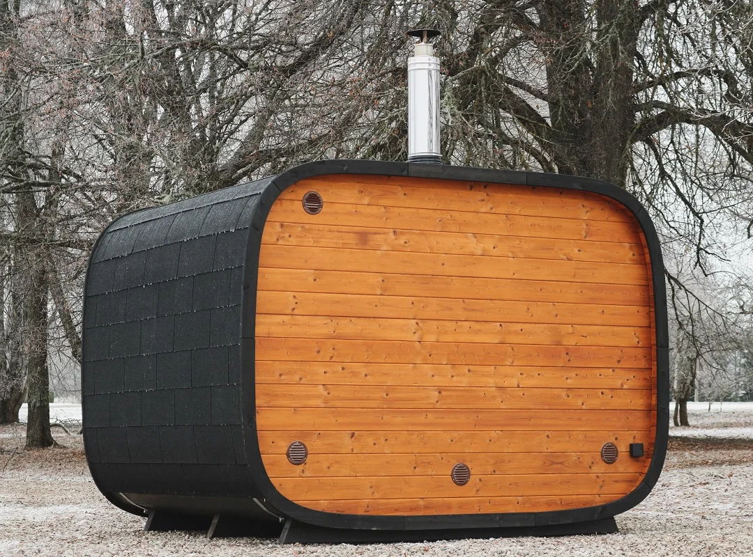 Leil® SERENITY ROUND CUBE SINGLE (3 - 10 Person) MADE IN EUROPE Outdoor Sauna Termowood - Image 2