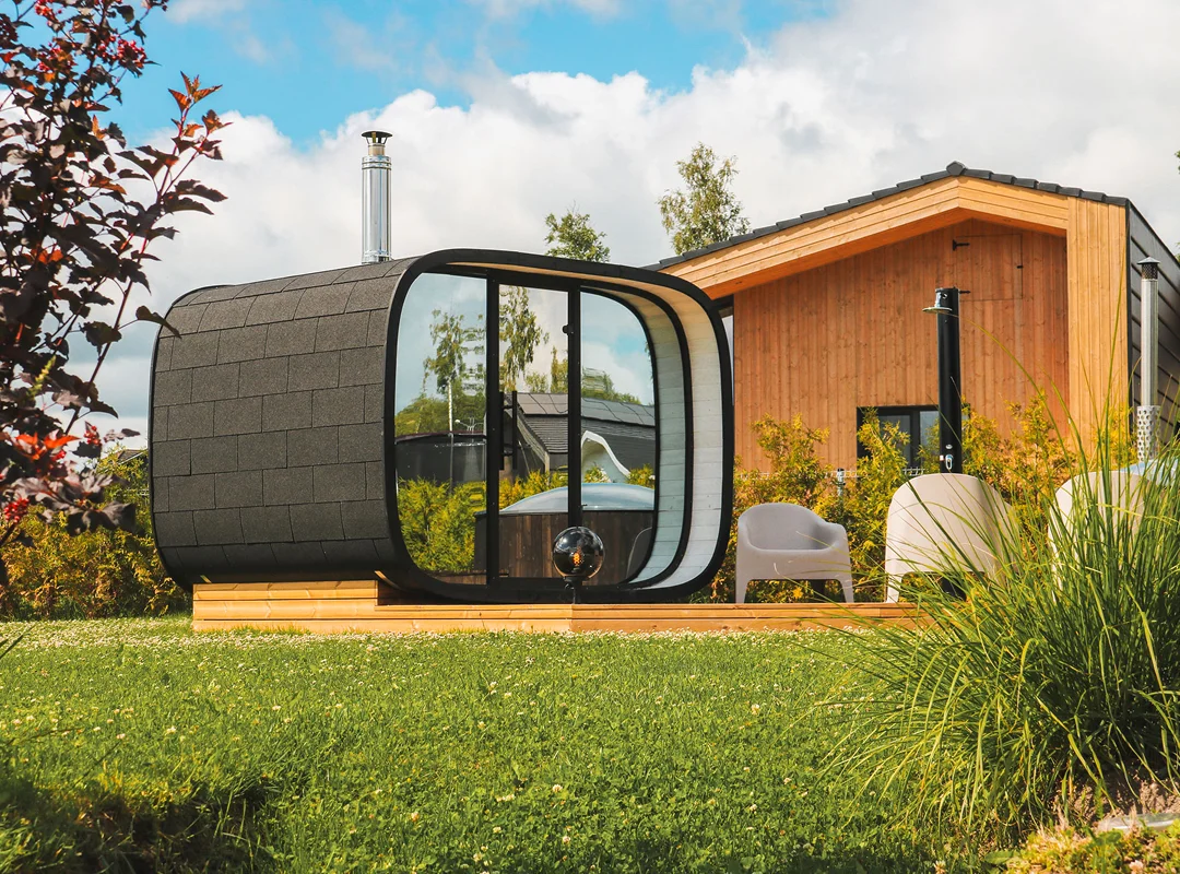 Leil® SERENITY ROUND CUBE SINGLE (3 - 10 Person) MADE IN EUROPE Outdoor Sauna Termowood - Image 5