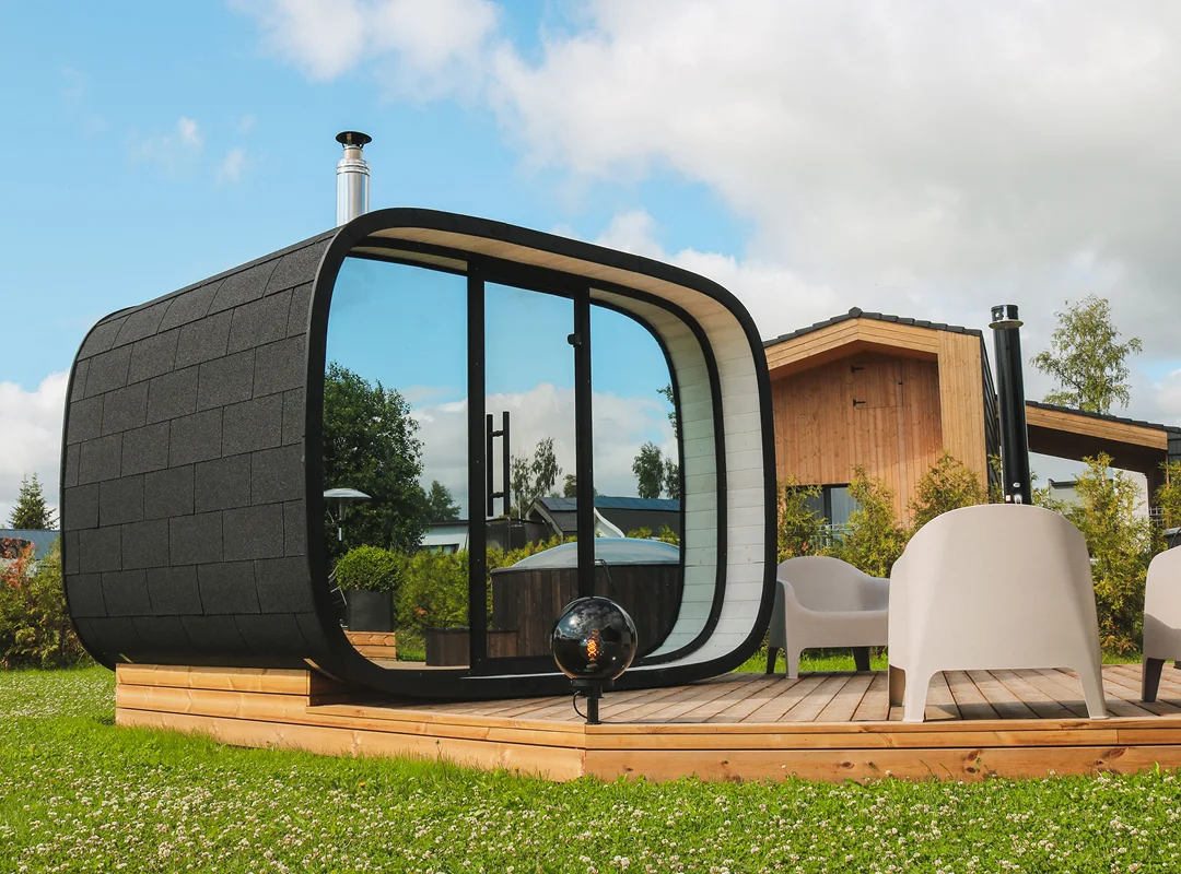 Leil® SERENITY ROUND CUBE SINGLE (3 - 10 Person) MADE IN EUROPE Outdoor Sauna Termowood - Image 6