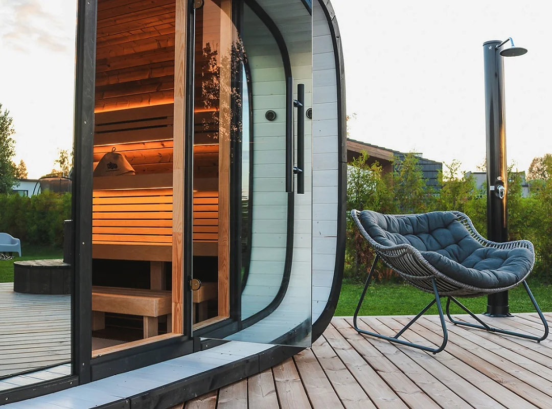 Leil® SERENITY ROUND CUBE SINGLE (3 - 10 Person) MADE IN EUROPE Outdoor Sauna Termowood - Image 7