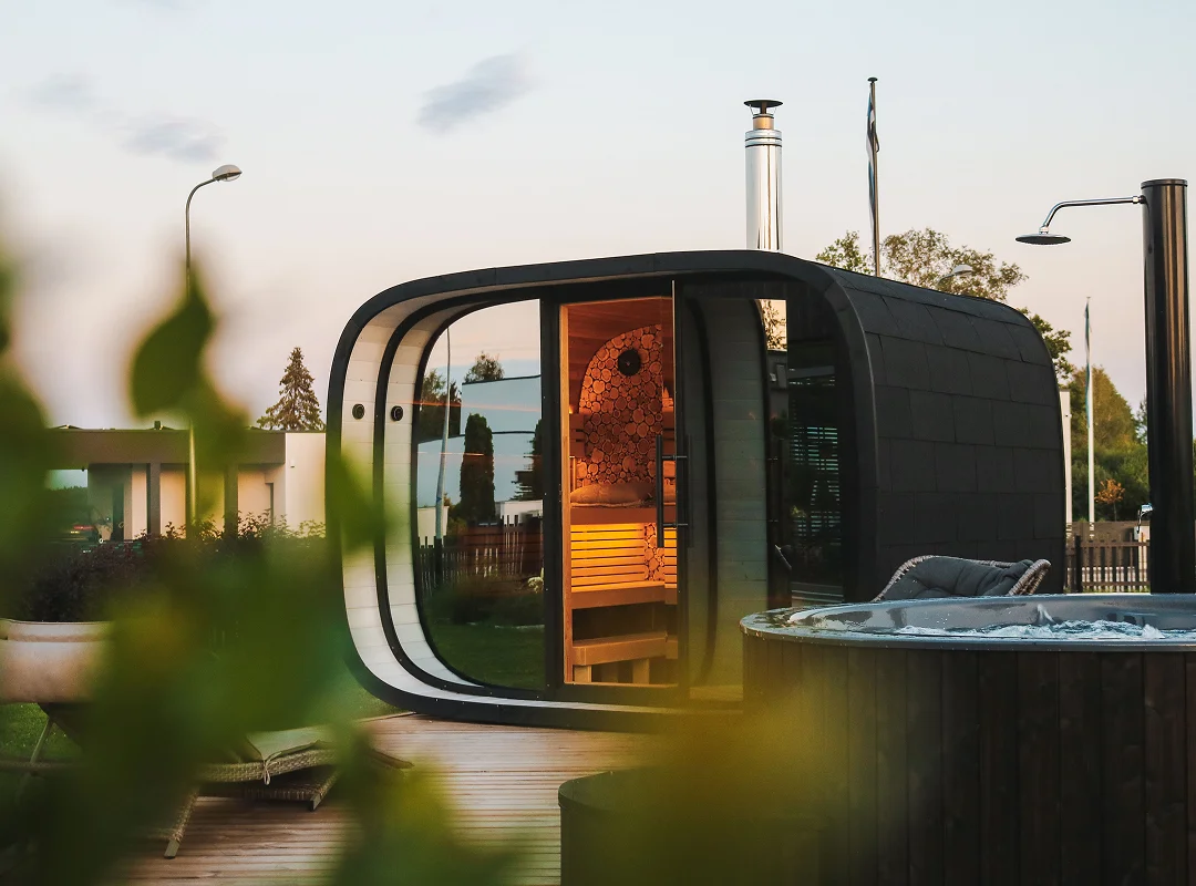 Leil® SERENITY ROUND CUBE SINGLE (3 - 10 Person) MADE IN EUROPE Outdoor Sauna Termowood - Image 8