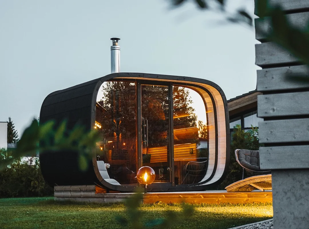 Leil® SERENITY ROUND CUBE SINGLE (3 - 10 Person) MADE IN EUROPE Outdoor Sauna Termowood - Image 9