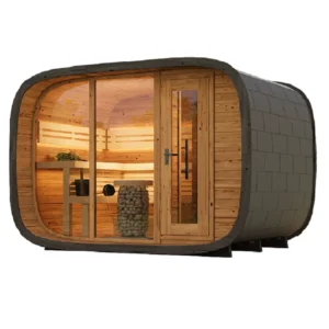 Outdoor Sauna Thermo Treated Spruce SERENITY ROUND CUBE DOUBLE (3 - 7 Person) MADE IN EUROPE