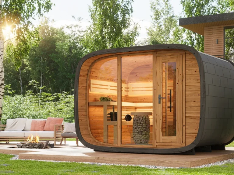 Outdoor Sauna Thermo Treated Spruce SERENITY ROUND CUBE DOUBLE (3 - 7 Person) MADE IN EUROPE