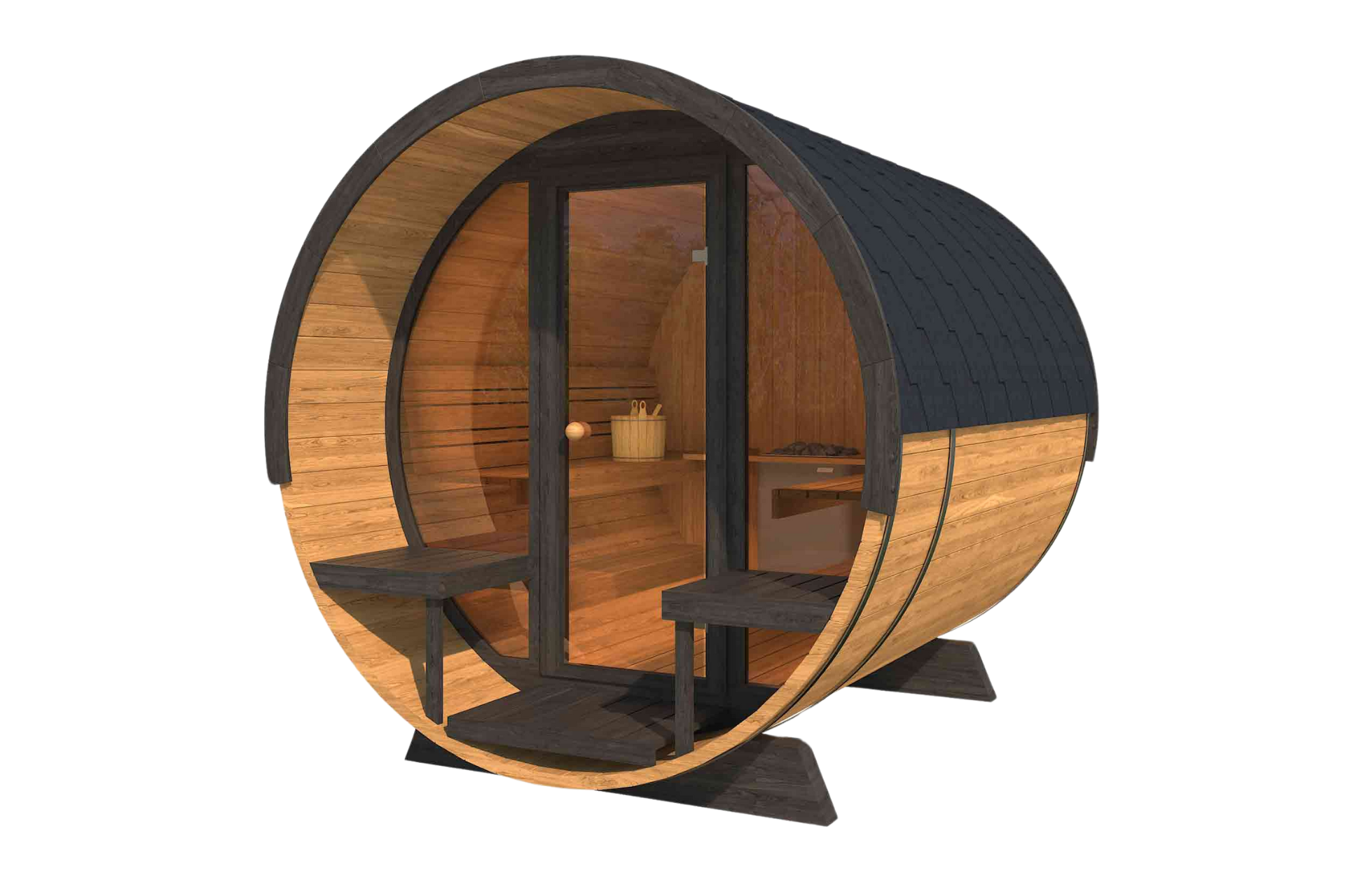 Outdoor-Thermo-Spruce-Barrel-Sauna-SUMMIT-2-–-6-Person-EURO