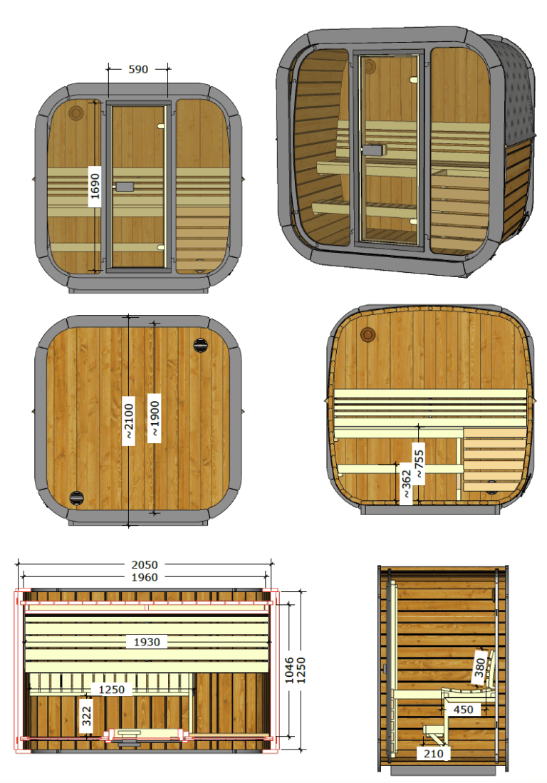 Outdoor Sauna Thermo Treated Spruce UNION 125 (2 - 4 Person) MADE IN EUROPE