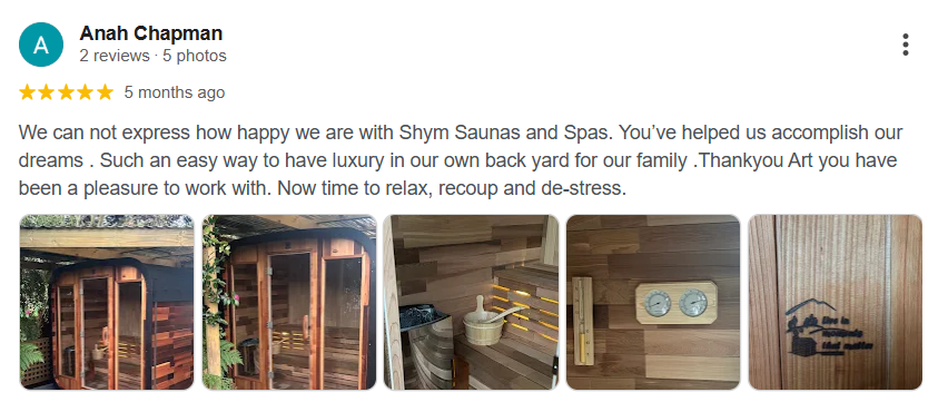 screenshot review of shym saunas