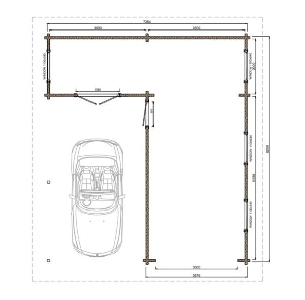 Garage with Carport and Storage Room Monza 7.2 m by 8.2 m - Image 8
