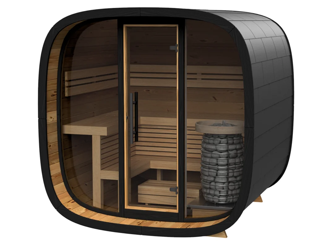 Leil® SERENITY ROUND CUBE MINI (3 - 7 Person) MADE IN EUROPE Outdoor Sauna Termowood - Image 2