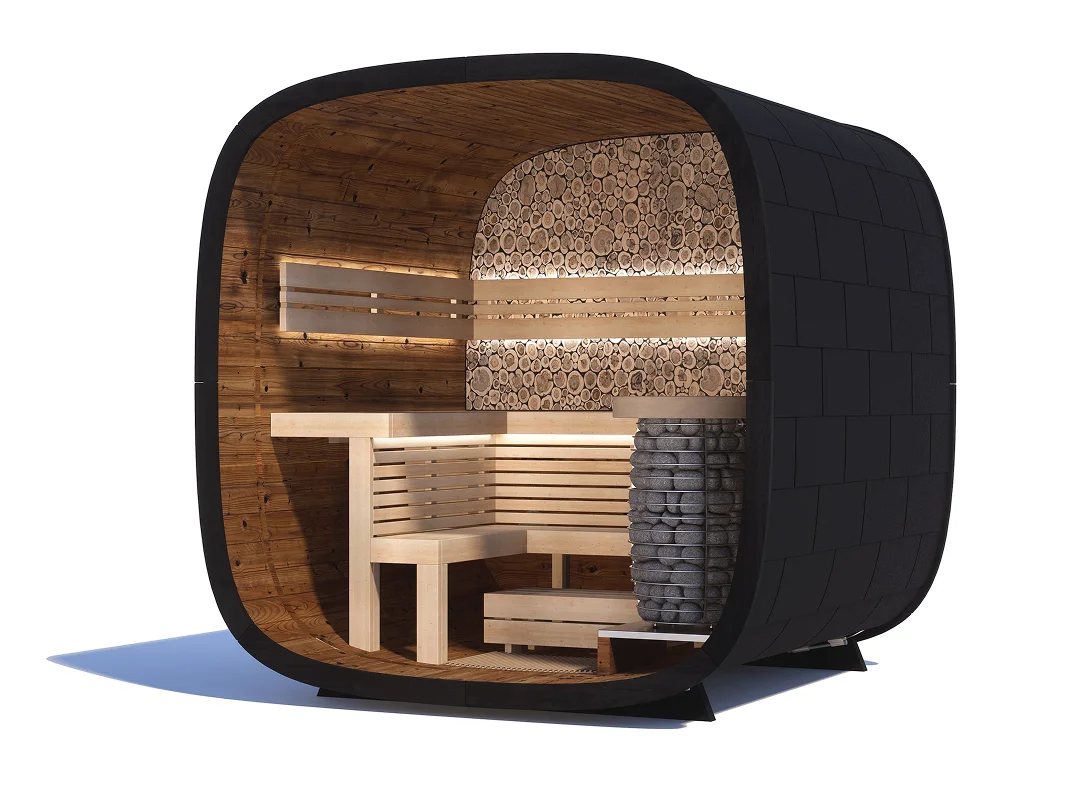 Leil® SERENITY ROUND CUBE MINI (3 - 7 Person) MADE IN EUROPE Outdoor Sauna Termowood - Image 5