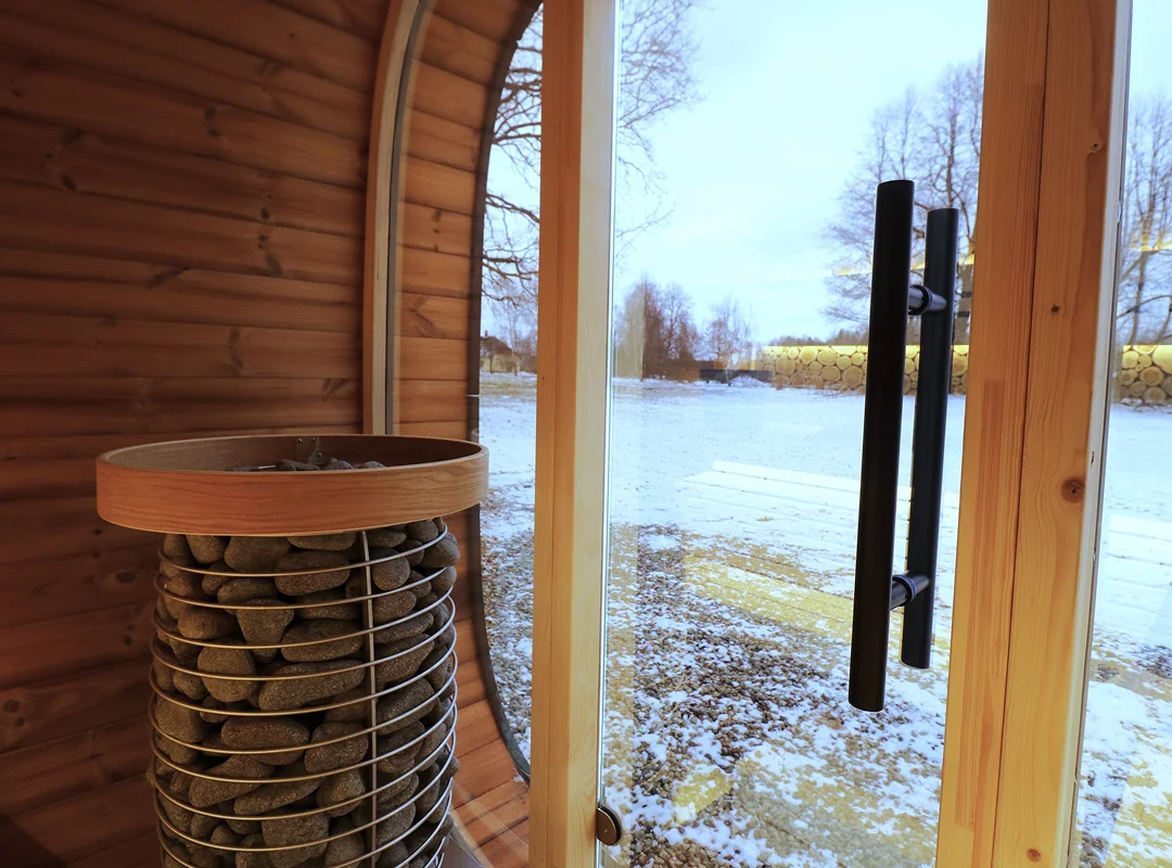 Leil® SERENITY ROUND CUBE MINI (3 - 7 Person) MADE IN EUROPE Outdoor Sauna Termowood - Image 10