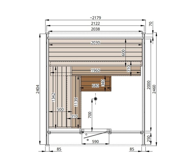 Leil® SERENITY ROUND CUBE MINI (3 - 7 Person) MADE IN EUROPE Outdoor Sauna Termowood - Image 4