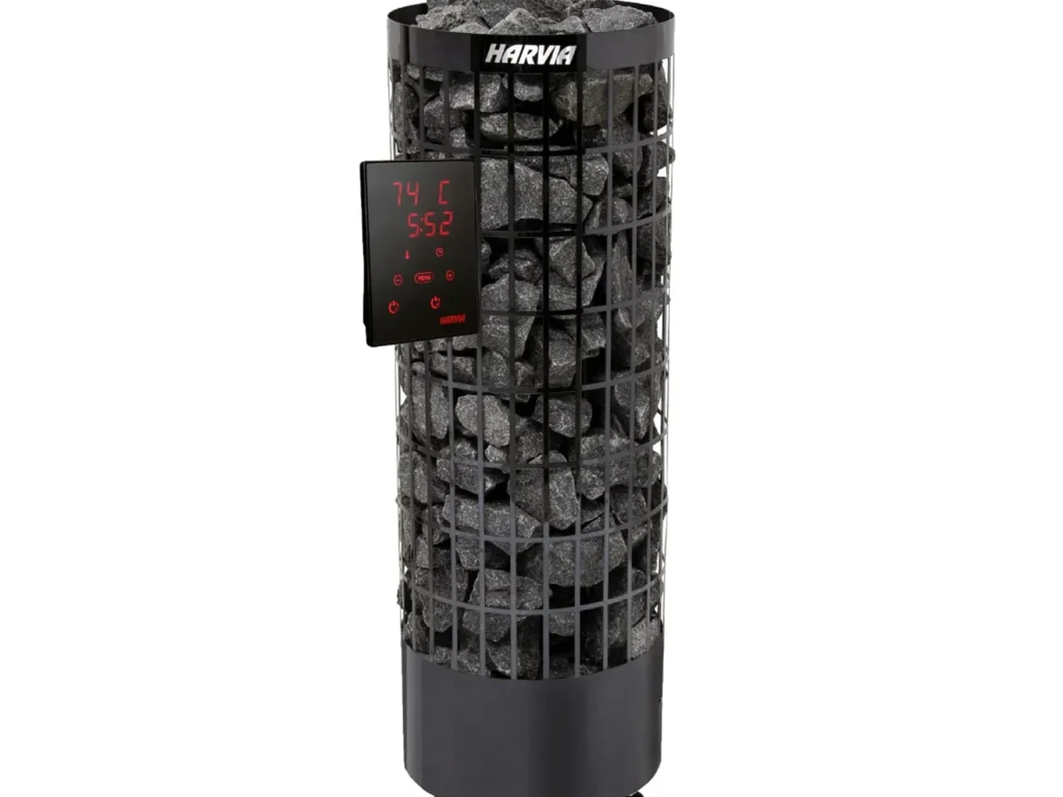 Harvia Cilindro PC XE Electric Sauna Heater in Black Steel + Xenio