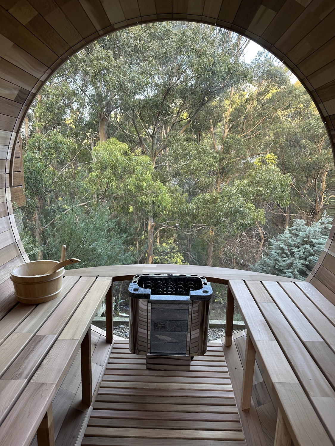 Panoramic Round Barrel Sauna