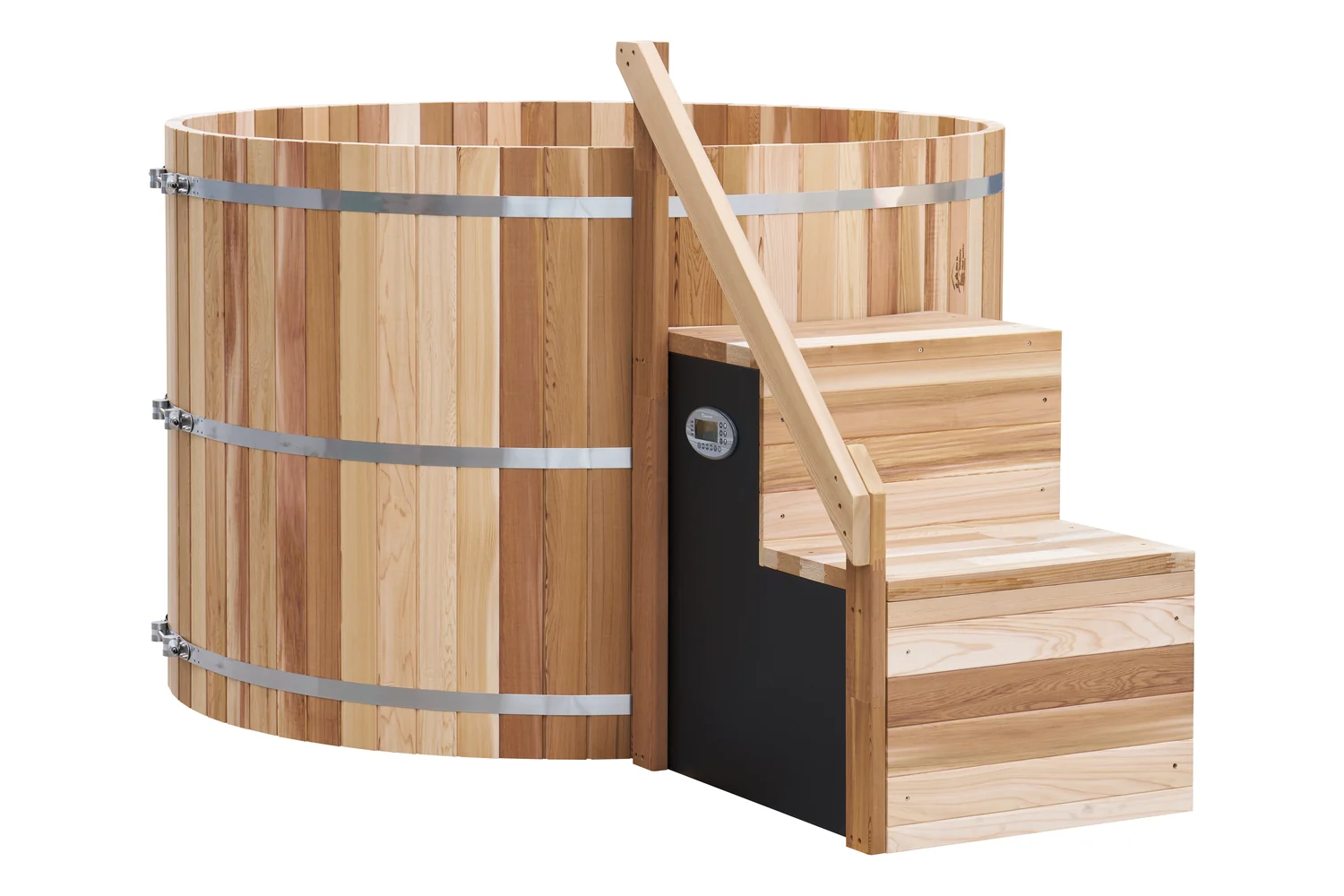 Outdoor Cedar Hot Tub With Electric Heater, steps and SpaNET control panel